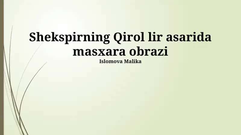 Shekspirning Qirol lir asarida masxara obrazi 1