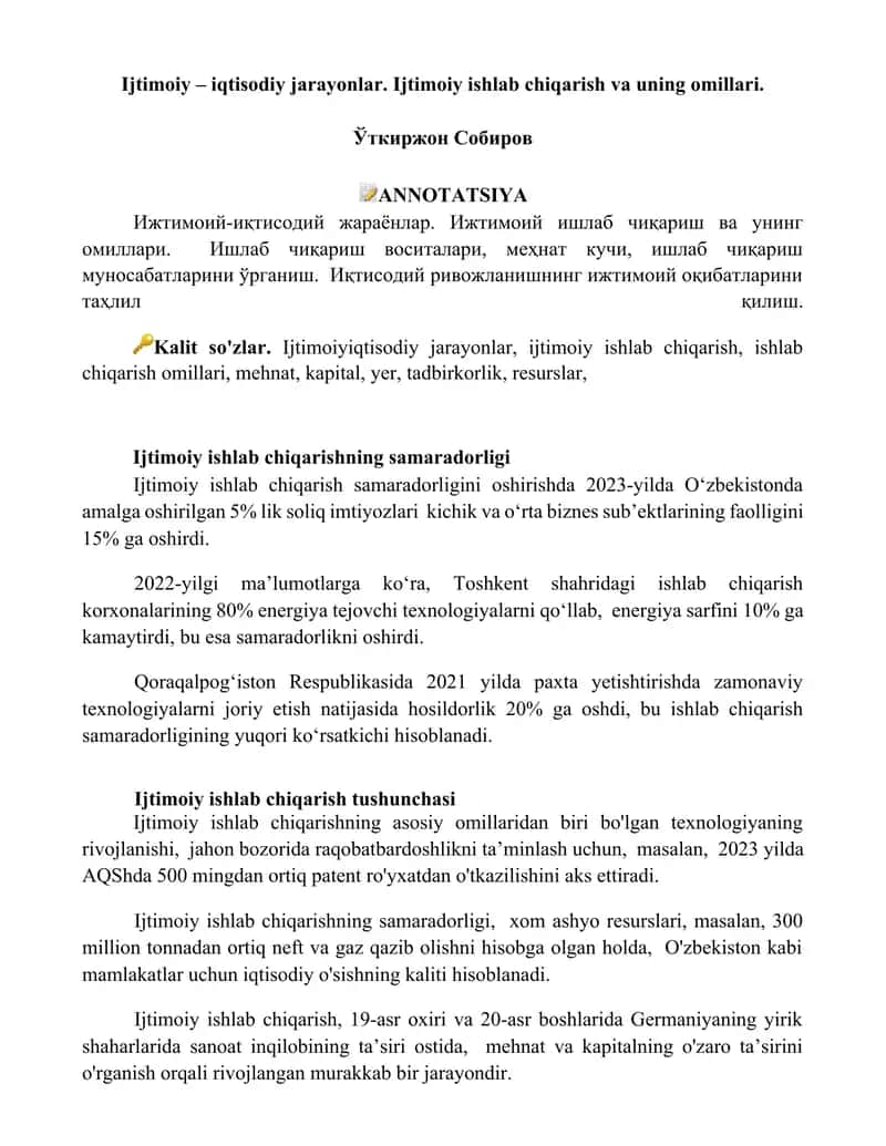 Ijtimоiy – iqtisоdiy jаrаyonlаr. 1