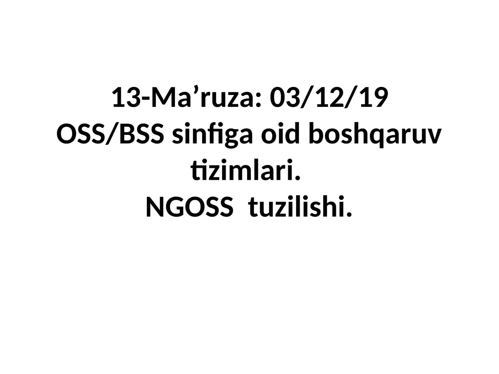 OSS/BSS sinfi boshqaruv tizimlari 1