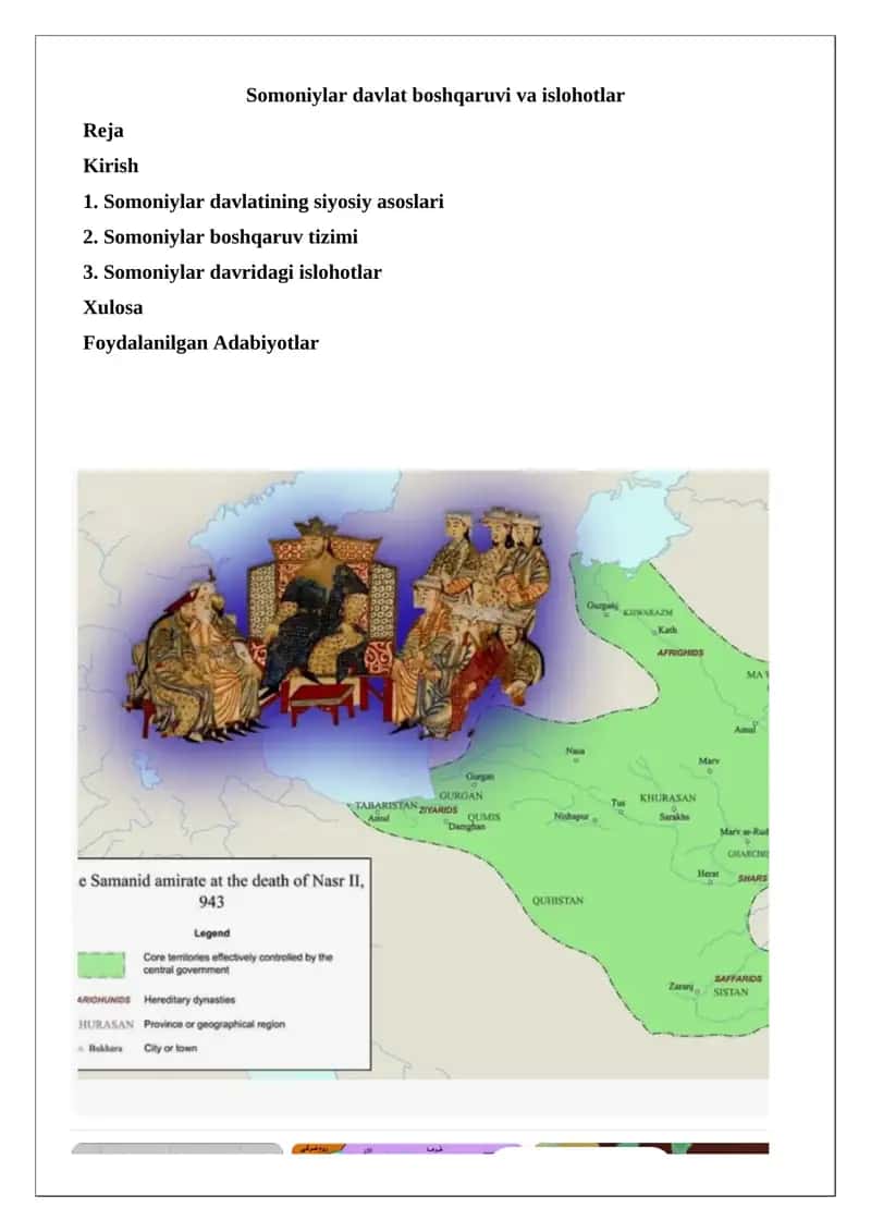Somoniylar davlat boshqaruvi va islohotlar 1
