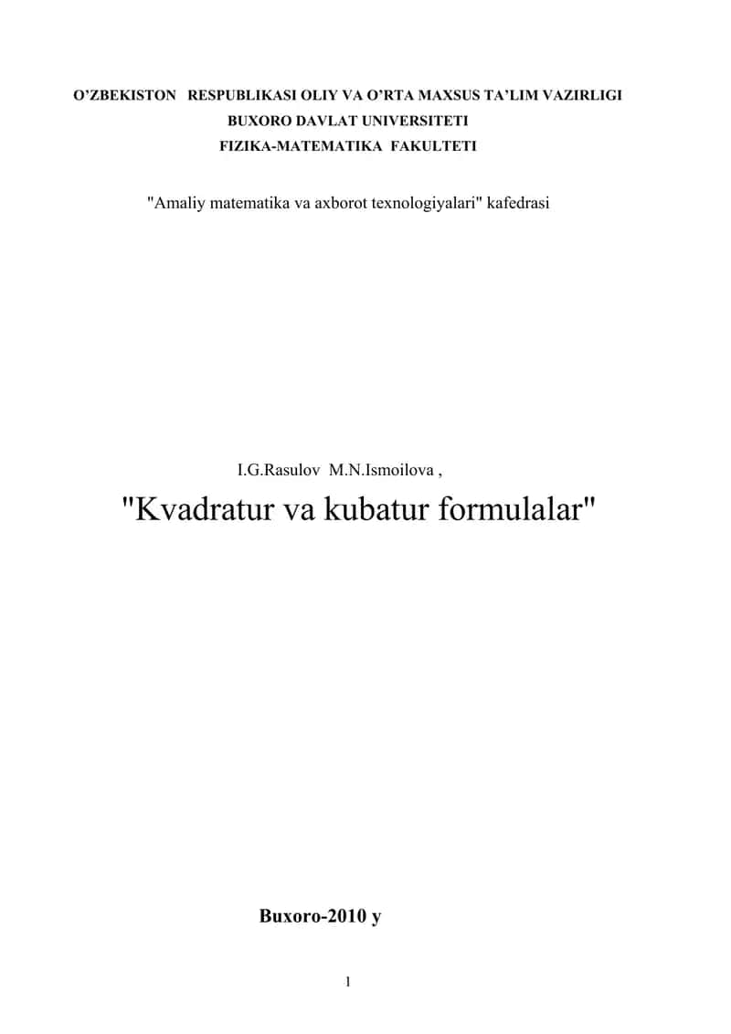 Kvadratur va kubatur formulalar 1