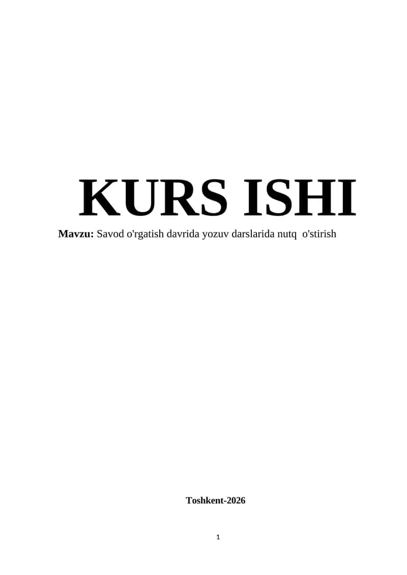 Savod o'rgatish davrida yozuv darslarida nutq o'stirish 1
