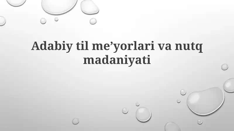 Adabiy til me'yorlari va nutq madaniyati