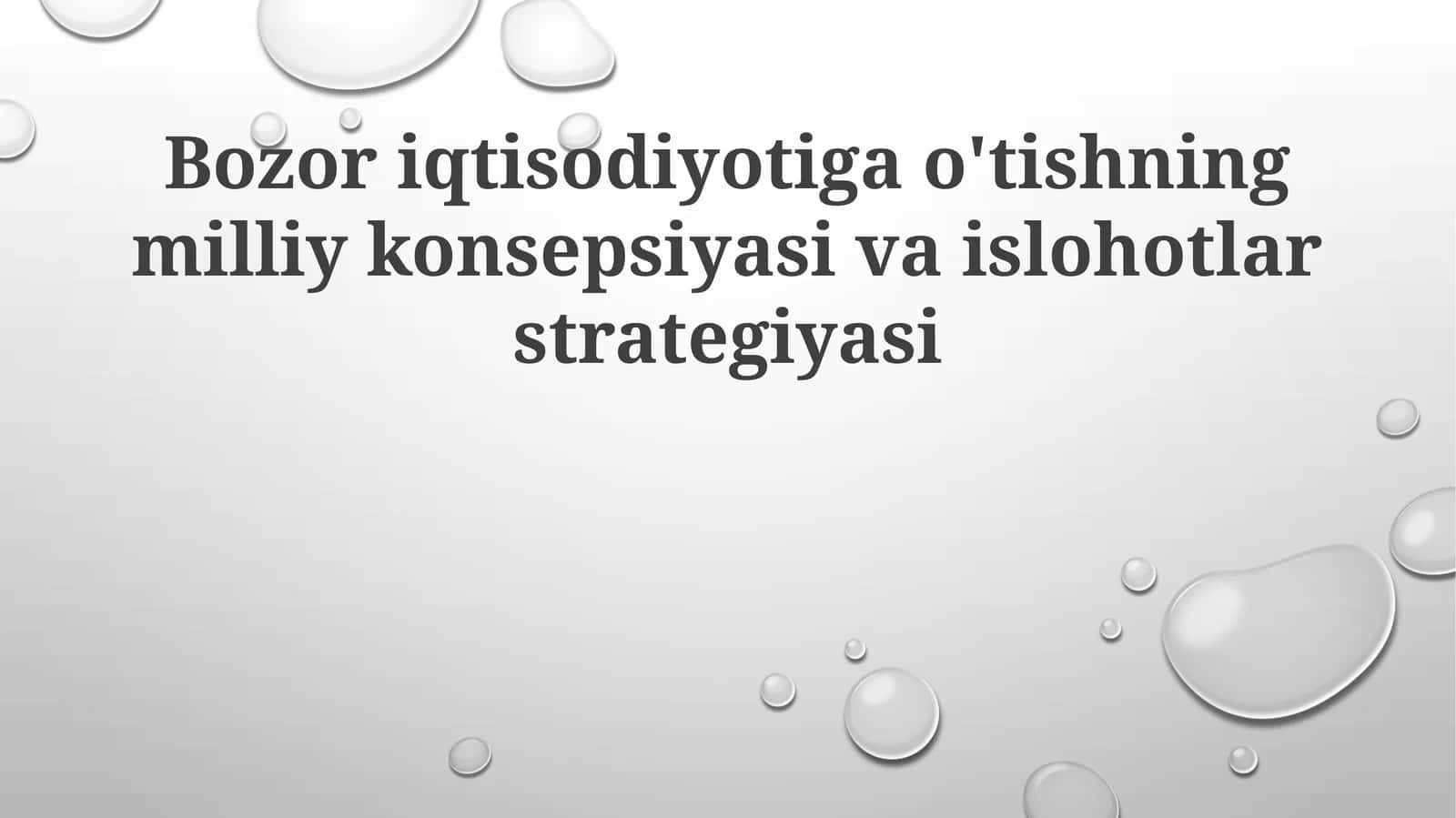 Bozor iqtisodiyotiga o'tishning milliy konsepsiyasi va islohotlar strategiyasi 1