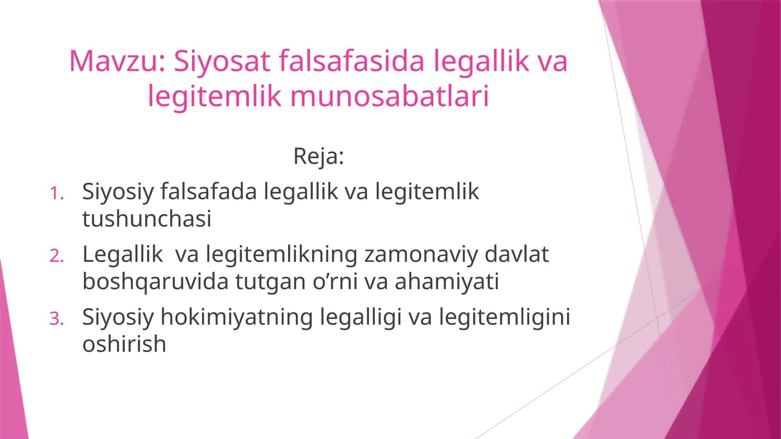 Siyosat falsafasida legallik va legitemlik munosabatlari 1