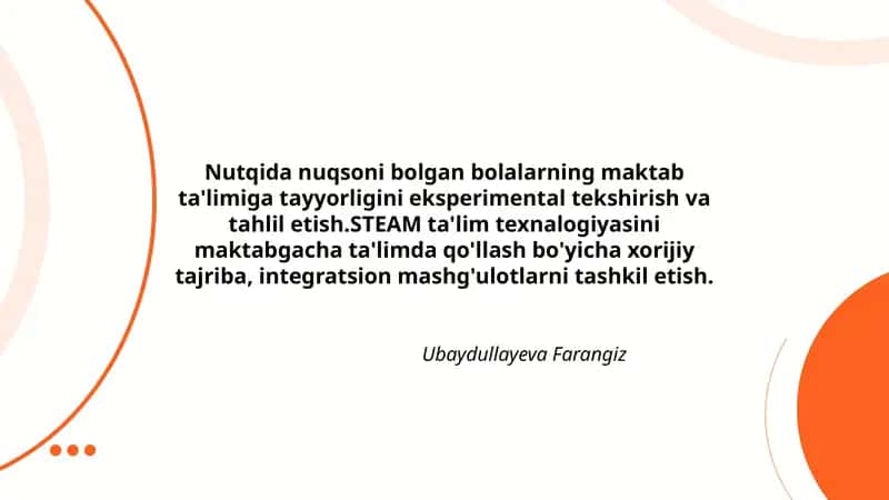 Nutqida nuqsoni bolalarning maktab ta'limiga tayyorligini eksperimental tekshirish va tahlil etish 1