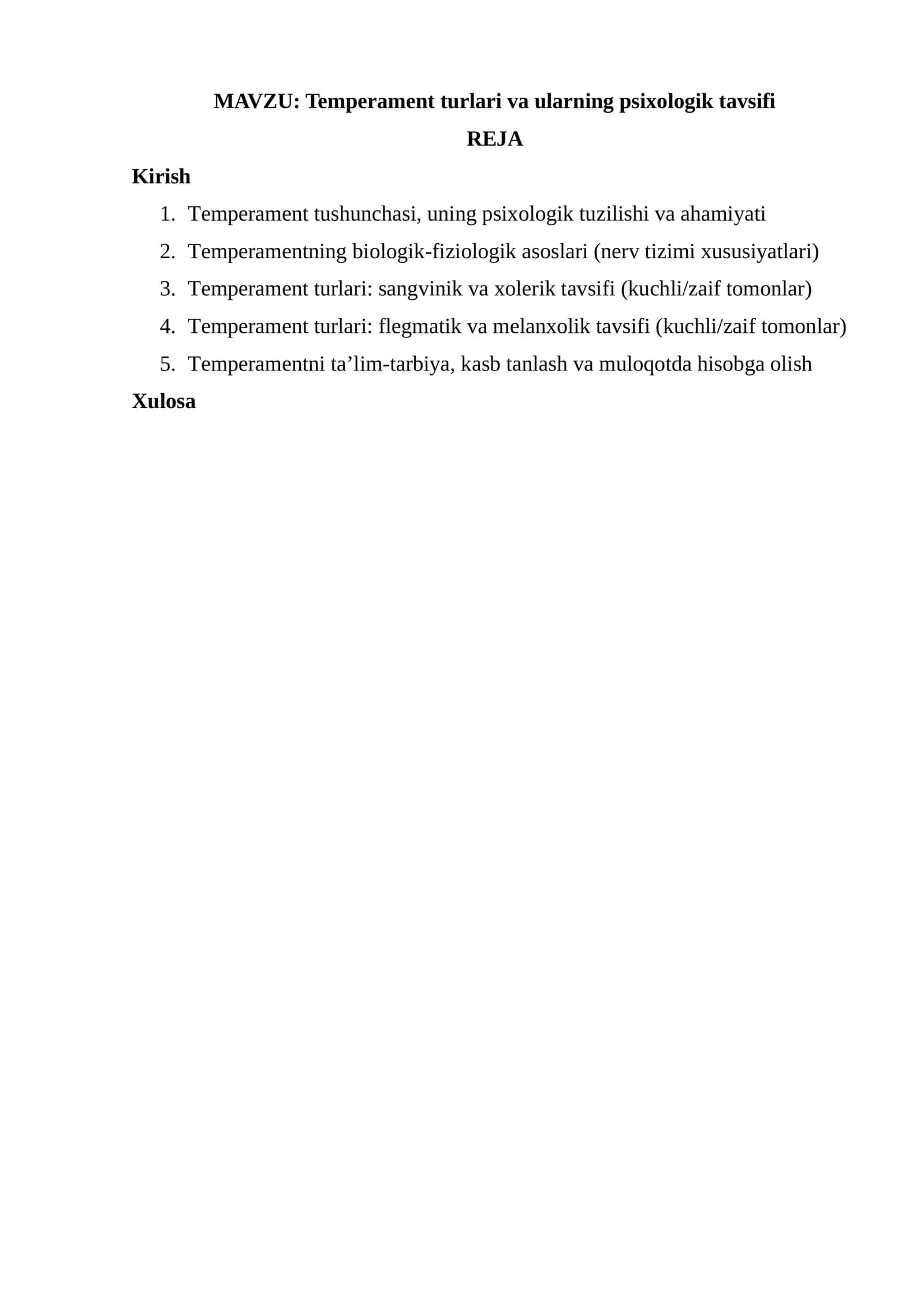 Temperament turlari va ularning psixologik tavsifi 1