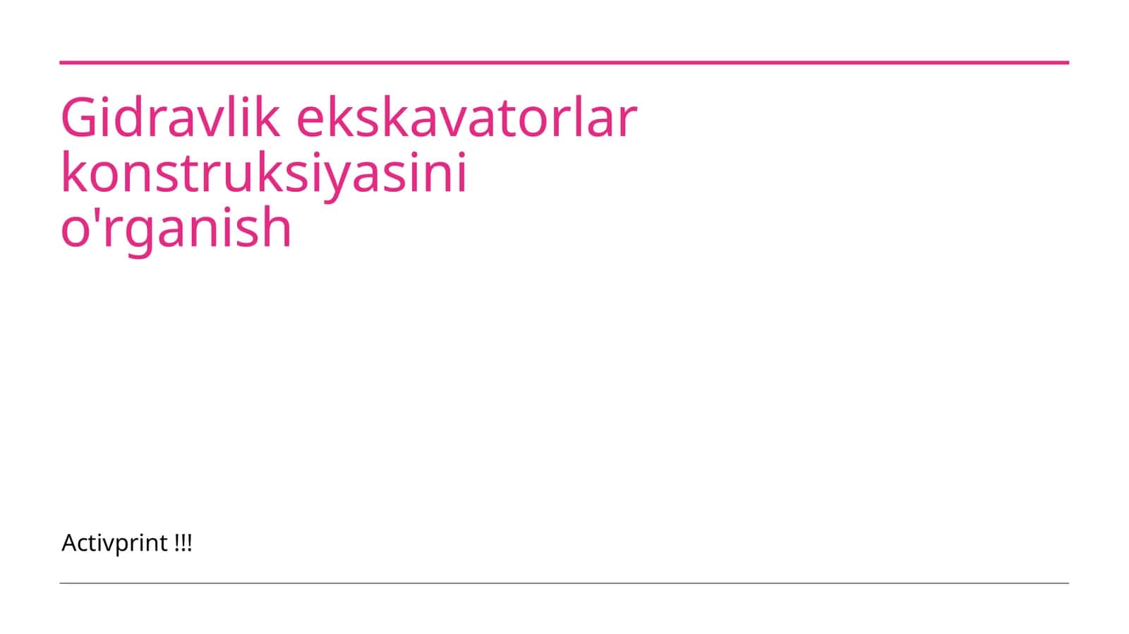 Gidravlik ekskavatorlar konstruksiyasini o'rganish 1
