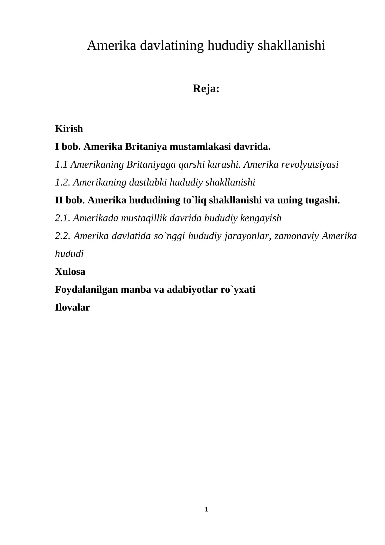 Amerika davlatining hududiy shakllanishi 1