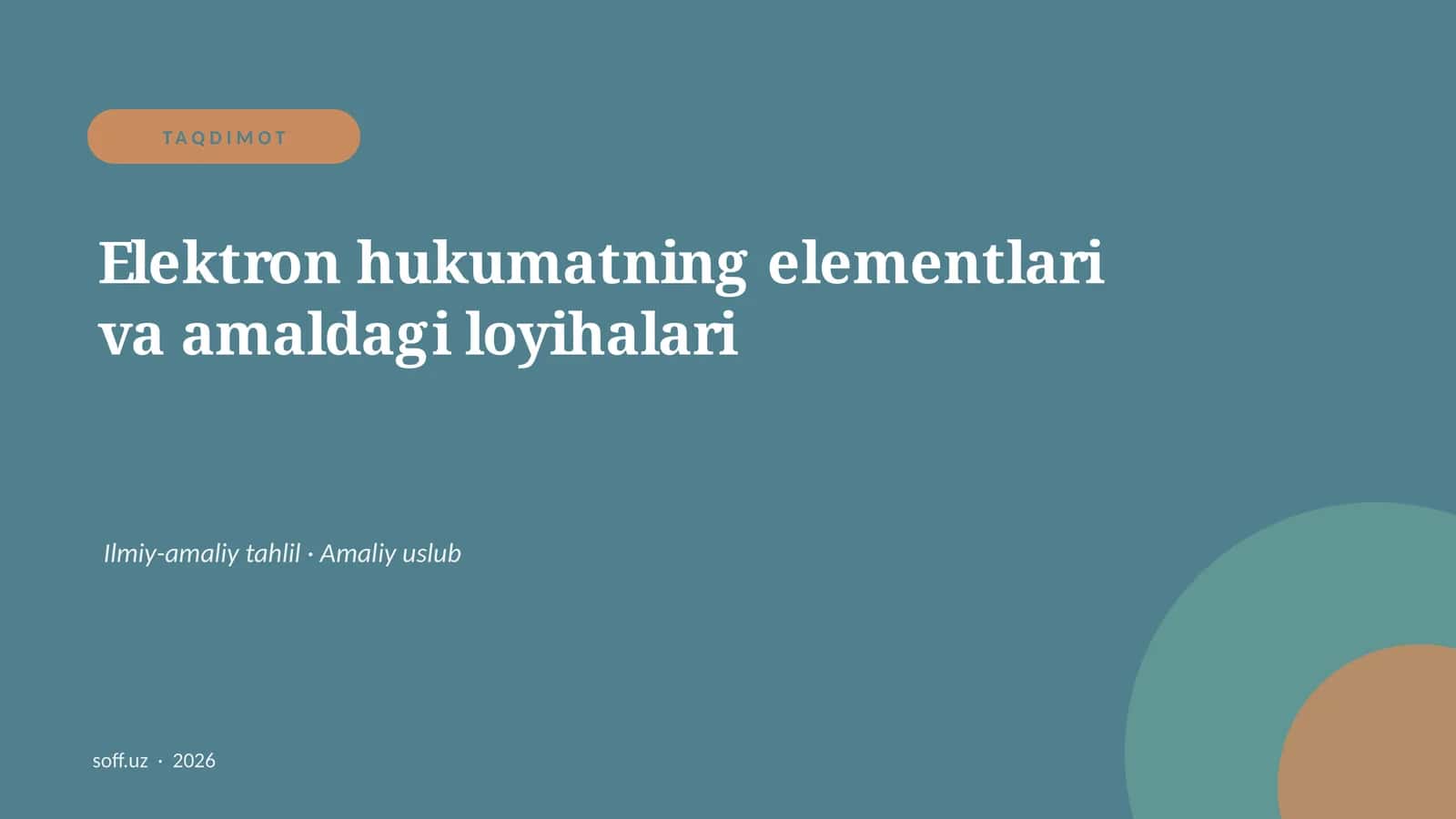 Elektron hukumatning elementlari va amaldagi loyihalari 1