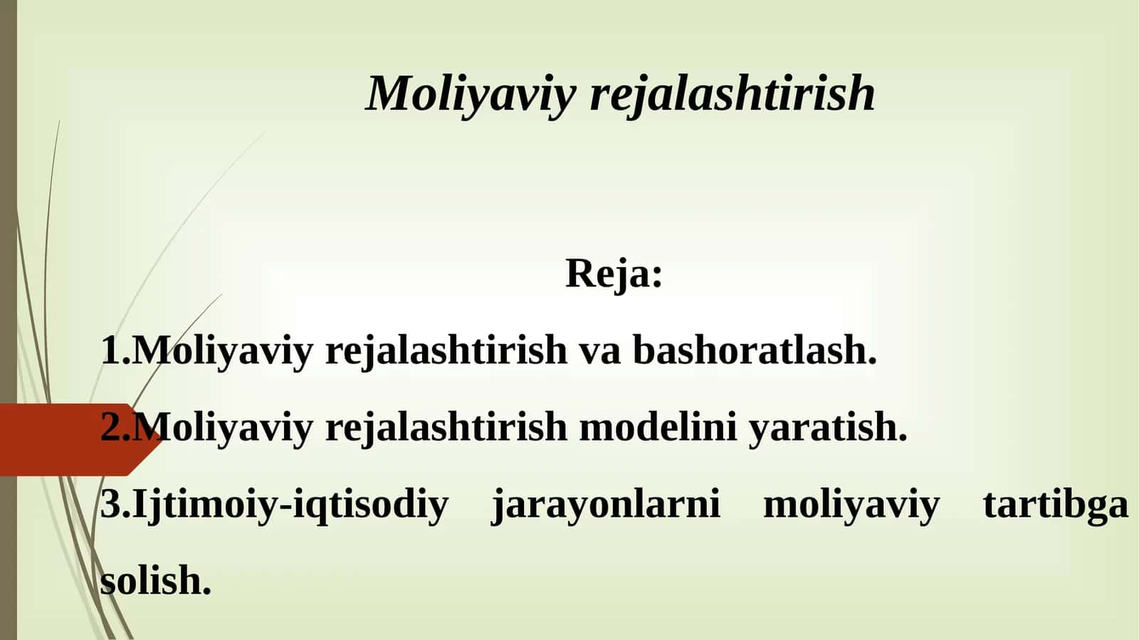 Moliyaviy rejalashtirish 1