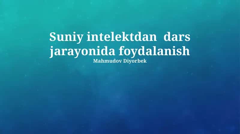 Sun'iy intellekt 1