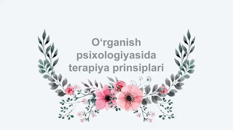 O‘rganish psixologiyasida terapiya prinsiplari 1