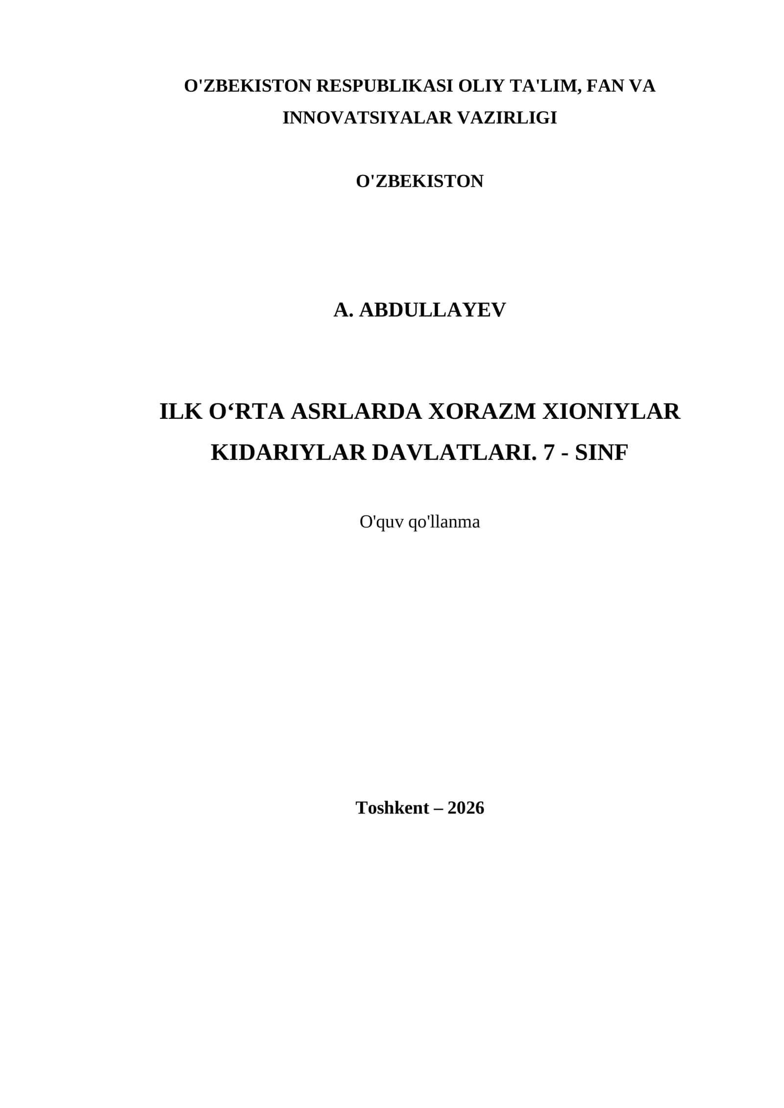 ILK O‘RTA ASRLARDA XORAZM XIONIYLAR KIDARIYLAR DAVLATLARI. 7 - SINF 1