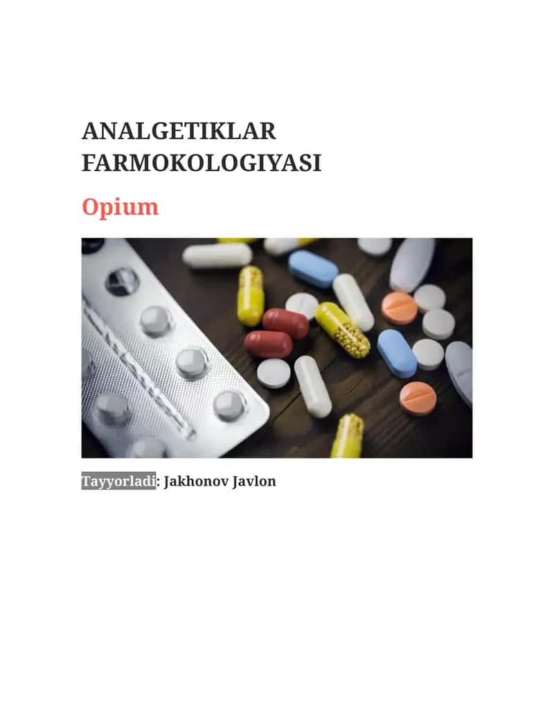 Analgetiklar Farmokologiyasi 1
