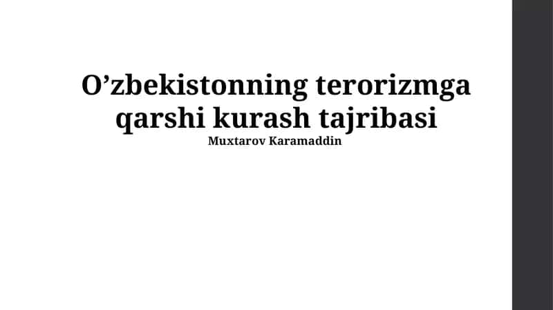 O’zbekistonning terorizmga qarshi kurash tajribasi 1