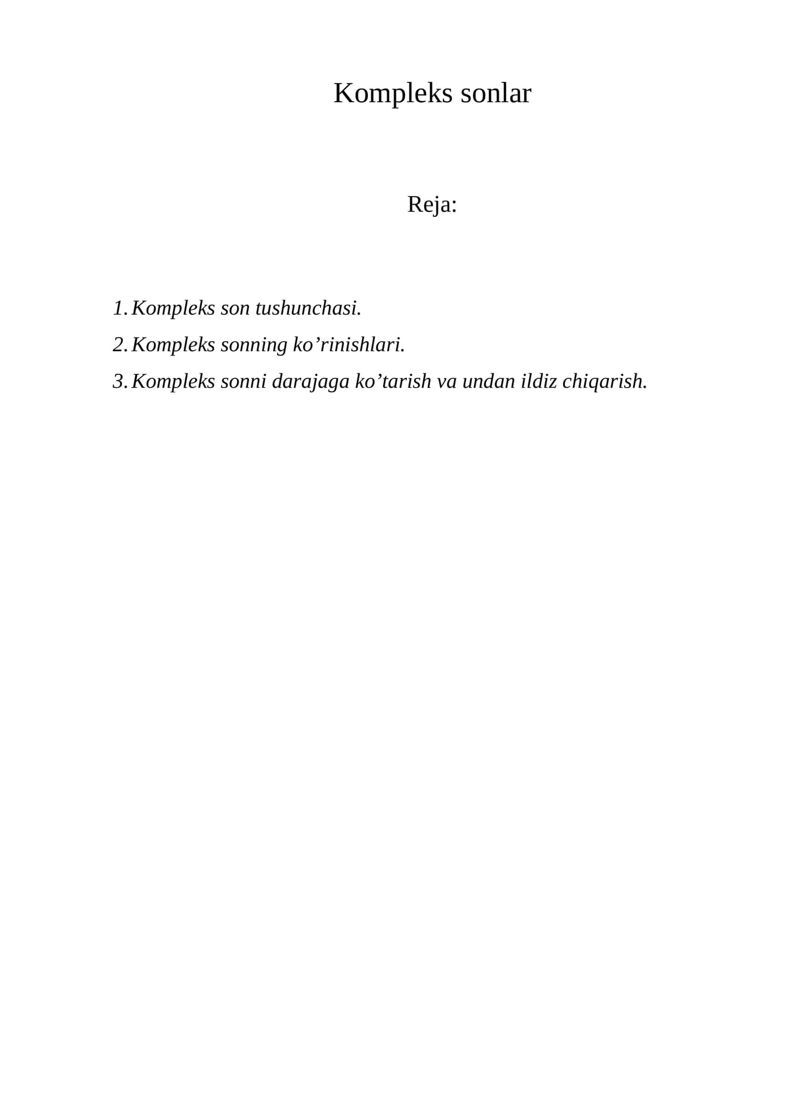 Kompleks sonlar 1