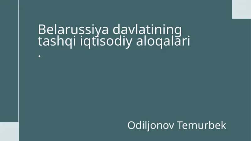 Belarussiya Davlatining Taşqiiqtisodiy Aloqalari 1