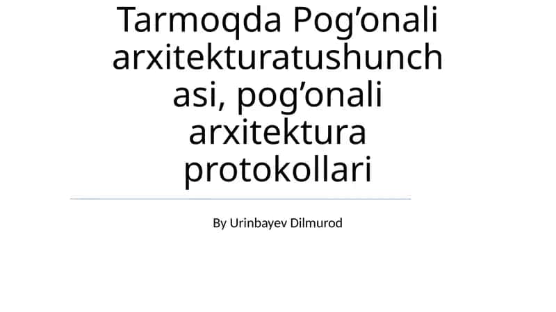 Qatlamli Arxitektura Asoslari 1