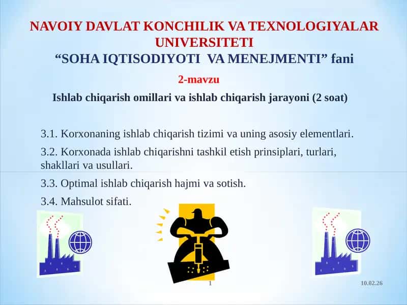 SOHA IQTISODIYOTI VA MENEJMENTI 1