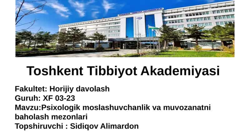 Psixologik moslashuvchanlik va muvozanatni baholash mezonlari 1