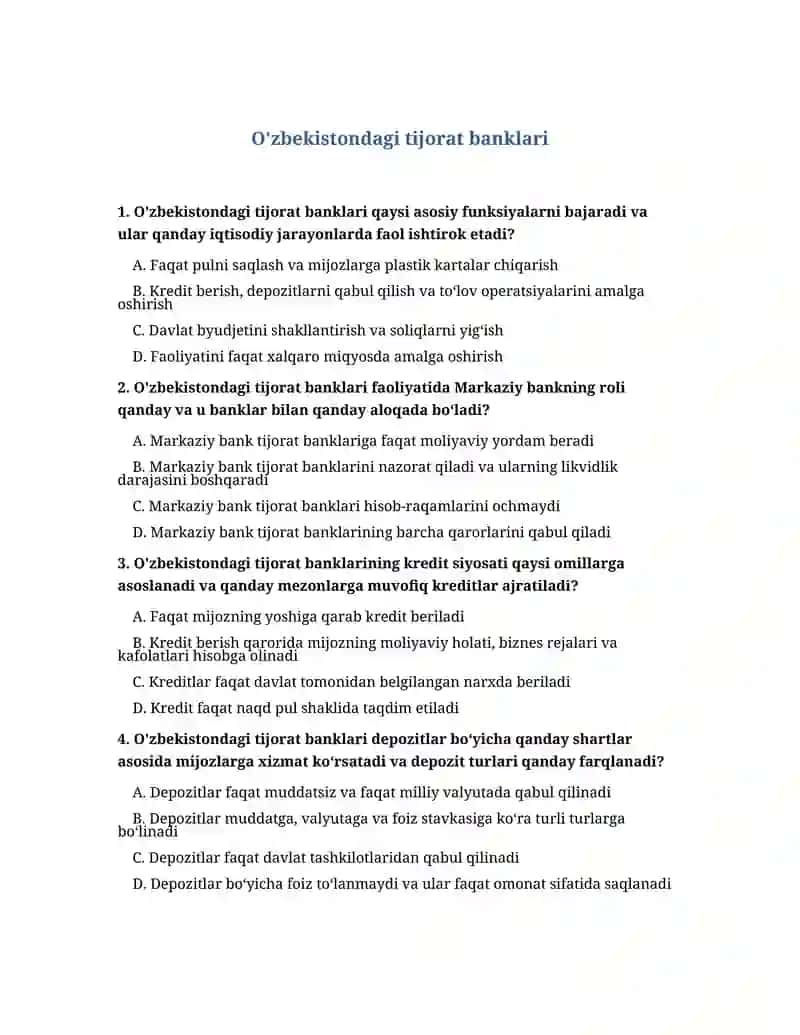 O'zbekistondagi tijorat banklari