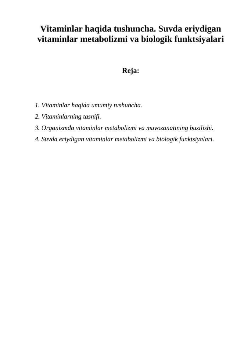 Vitaminlar haqida tushuncha 1