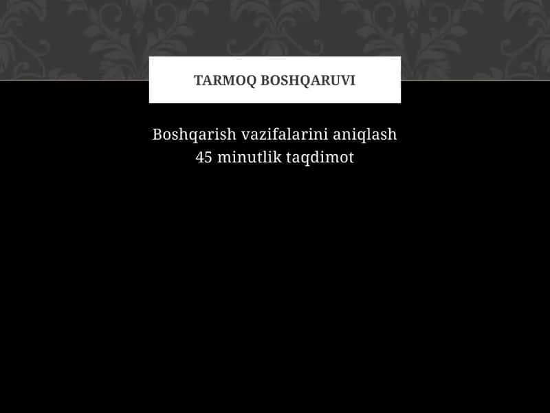 Boshqarish vazifalarini aniqlash 1