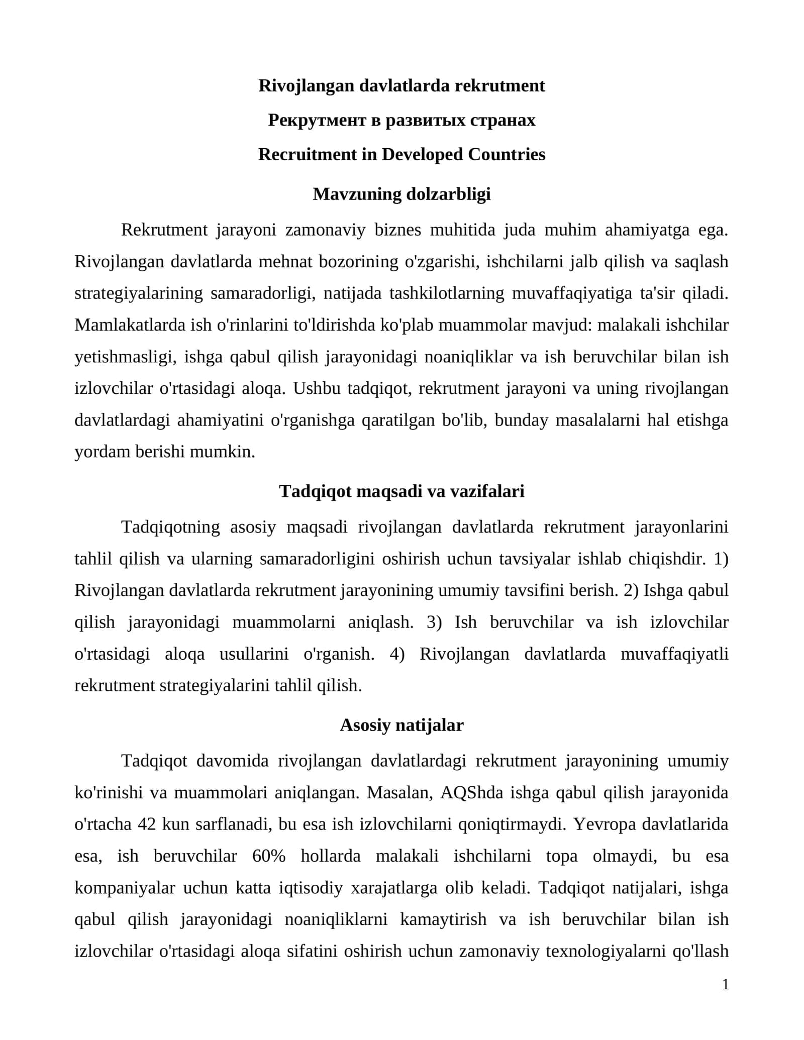 Rivojlangan davlatlarda rekrutment 1