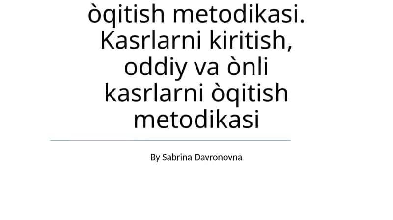 Tabiiy sonlarni òqitish metodikasi 1