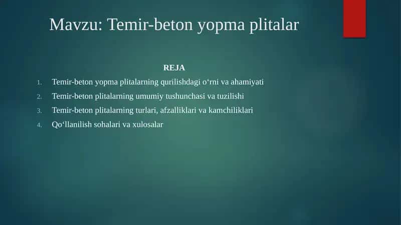 Temir-beton yopma plitalar 2 1