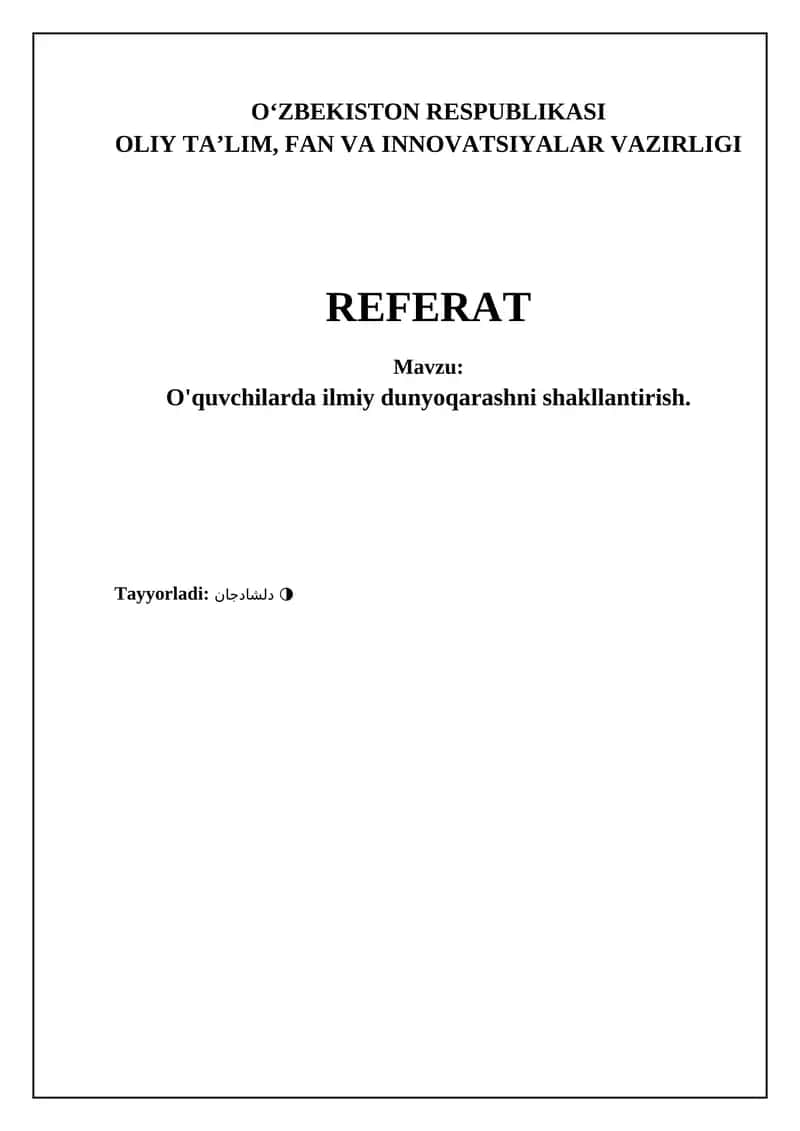 Ilmiy dunyoqarashni shakllantirish 1