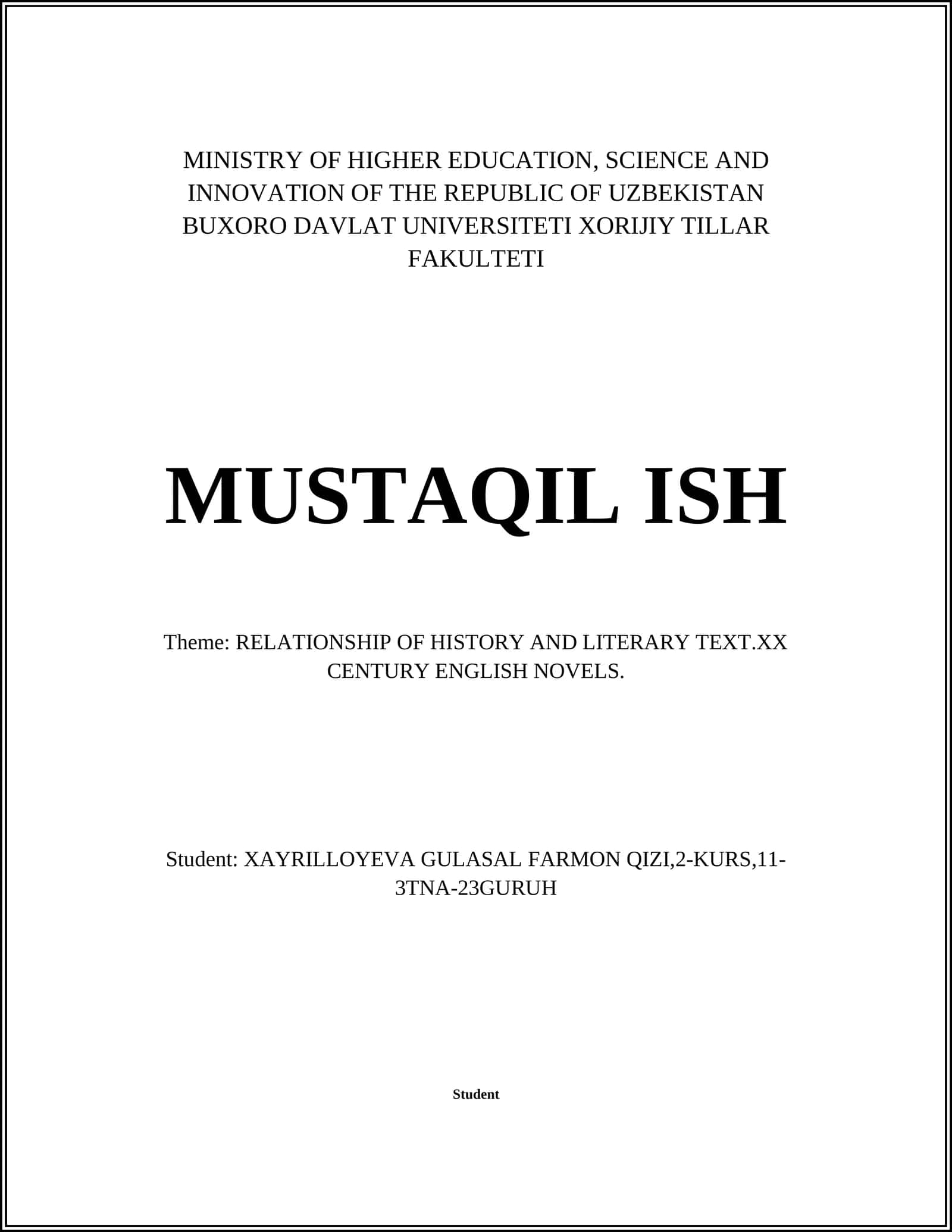 RELATIONSHIP OF HISTORY AND LITERARY TEXT.XX CENTURY ENGLISH NOVELS 1