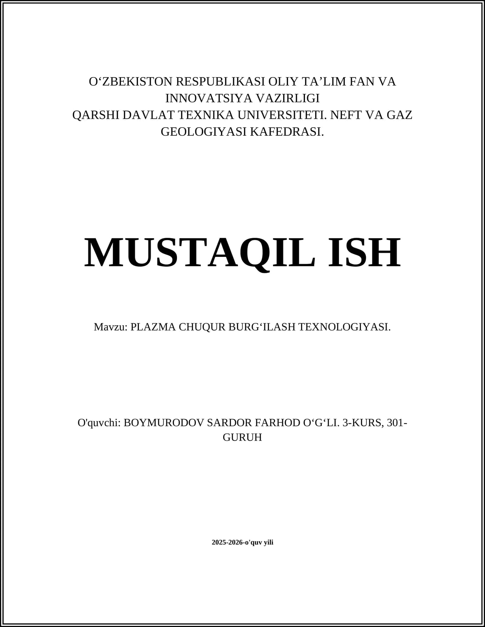 PLAZMA CHUQUR BURGʻILASH TEXNOLOGIYASI 1