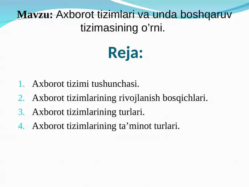 Axborot tizimlarining rivojlanishi 1