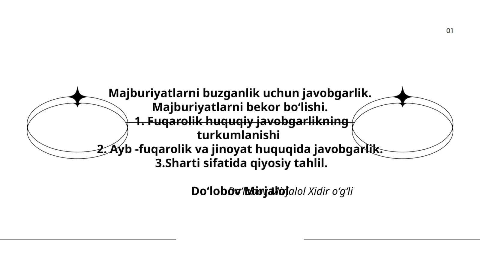Majburiyatlarni buzganlik uchun javobgarlik. Majburiyatlarni bekor boʻlishi 1