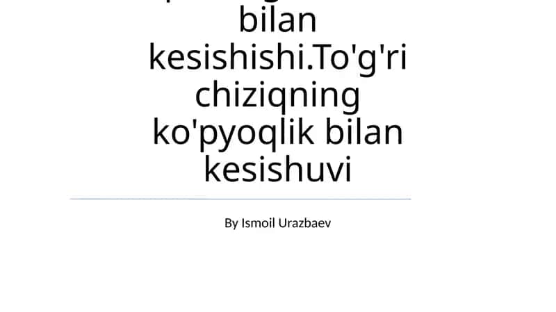 Ko'pyoqliklar va tekislikning kesishishi 1