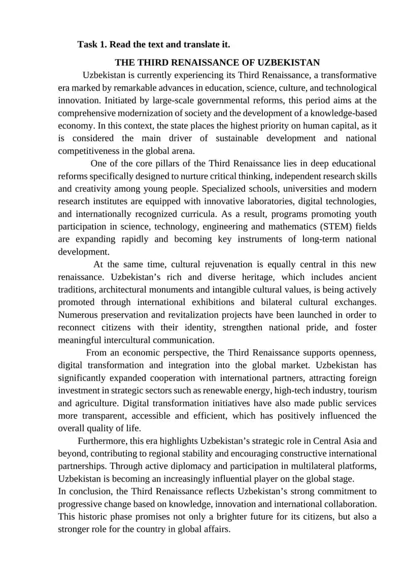 THE THIRD RENAISSANCE OF UZBEKISTAN 1