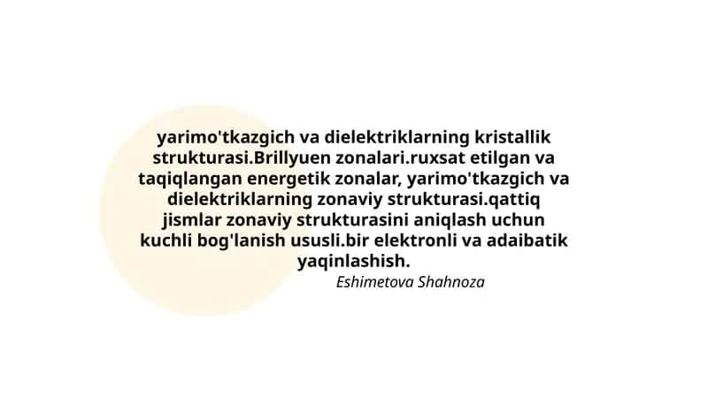 Yarimo'tkazgich va dielektriklarning kristallik strukturasi 1