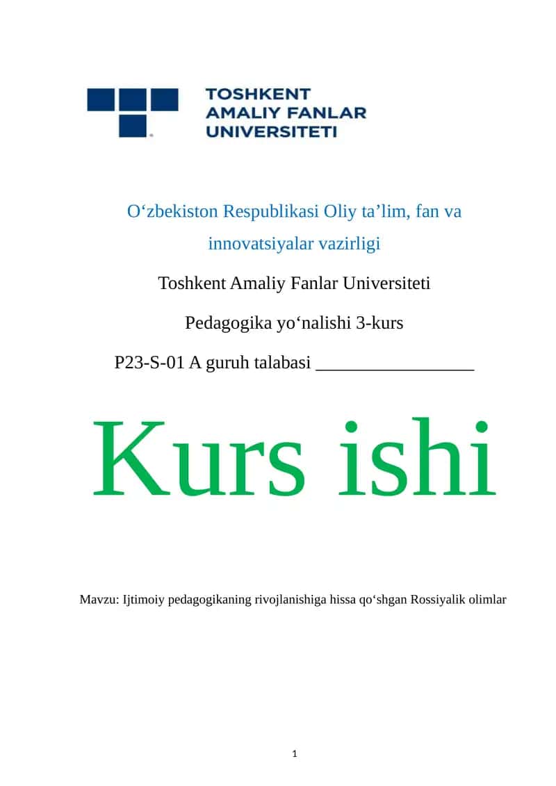 Ijtimoiy pedagogikaning rivojlanishiga hissa qoʻshgan Rossiyalik olimlar 1