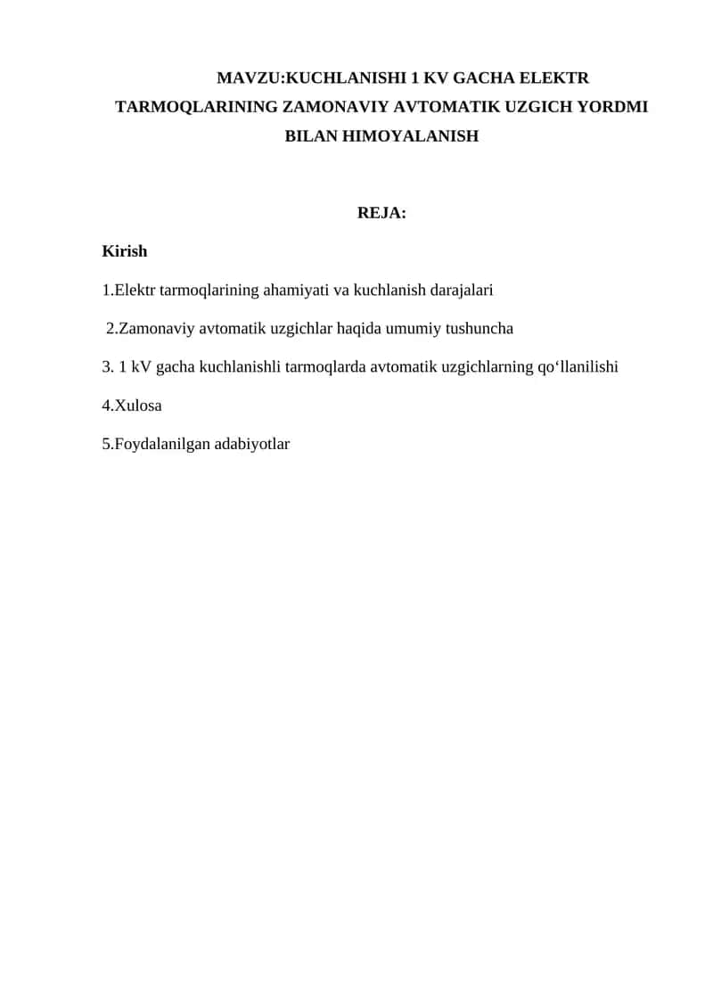 Elektr tarmoqlarining kuchlanishi 1