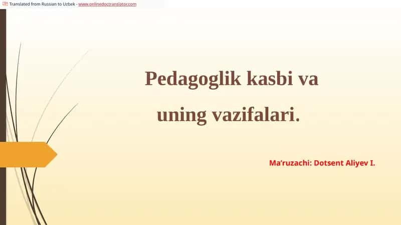 Pedagoglik kasbi va uning vazifalari 1