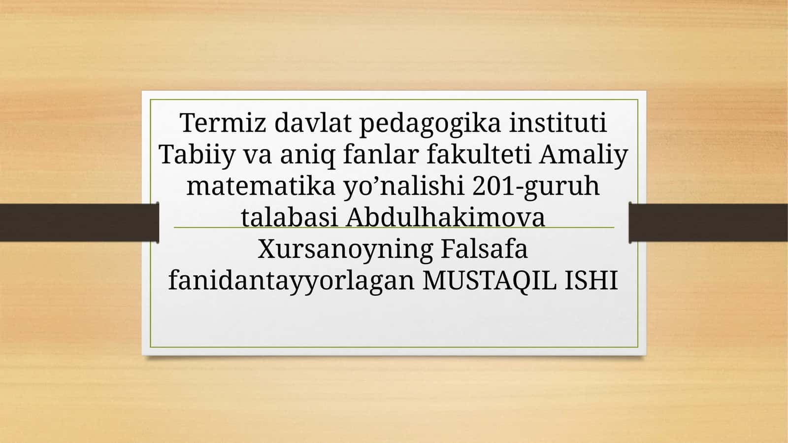 Falsafa turmush tarzi va dunyoni anglash usuli 1
