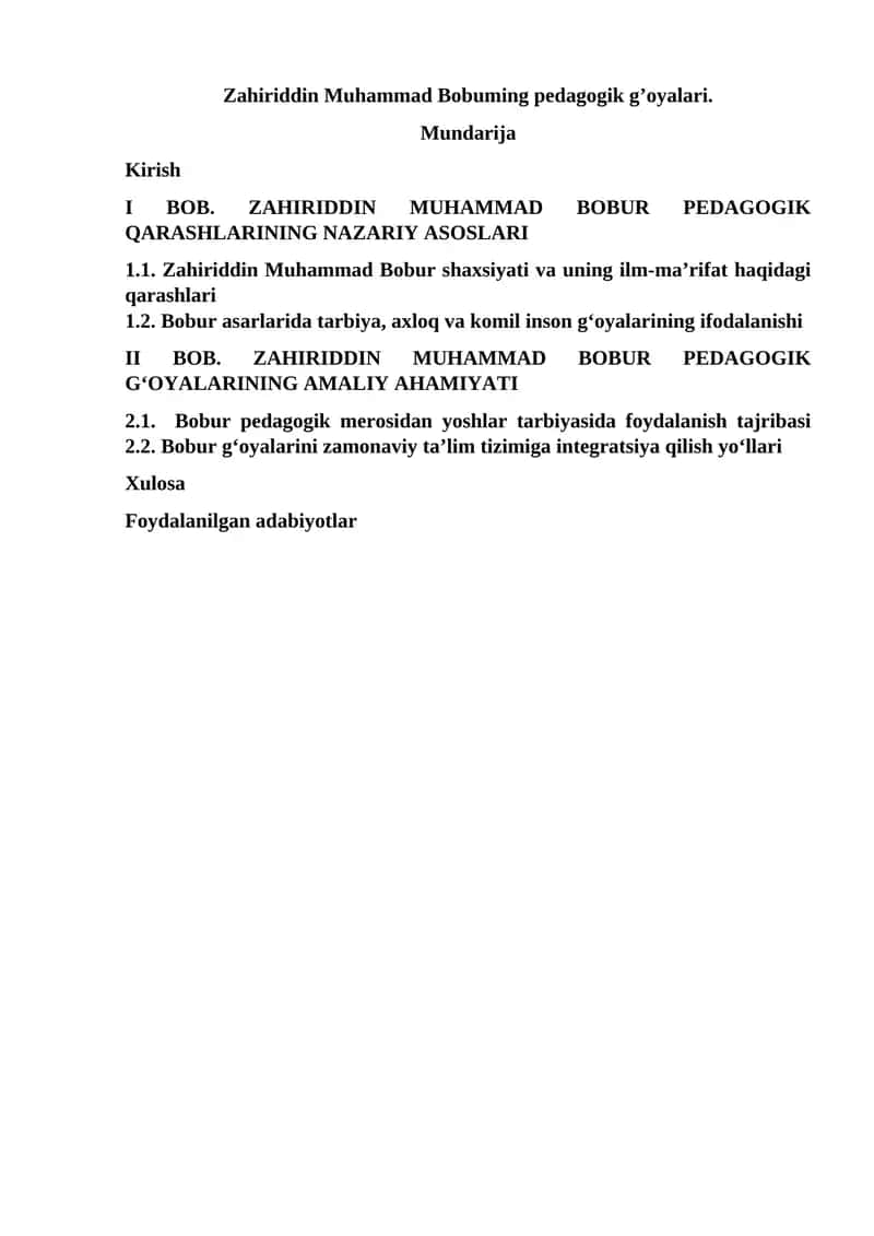 Zahiriddin Muhammad Bobuming pedagogik g’oyalari 1
