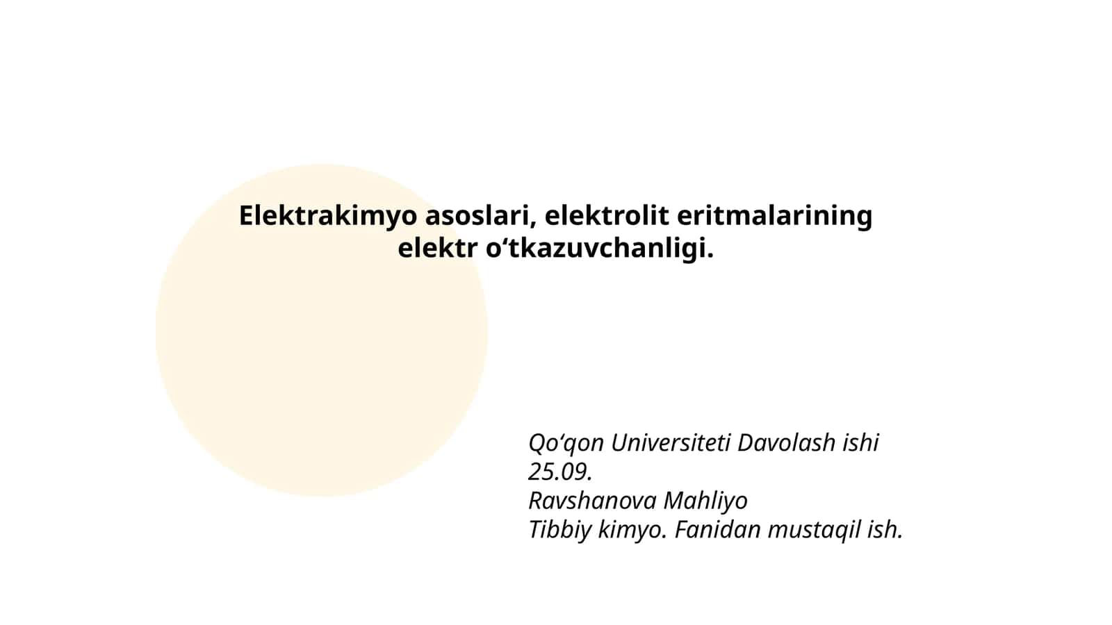 Elektrakimyo asoslari, elektrolit eritmalarining elektr oʻtkazuvchanligi 1