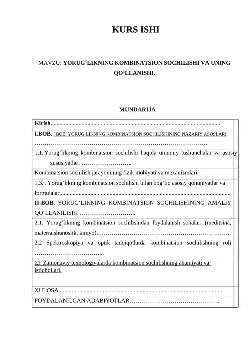 Yorug‘likning kombinatsion sochilishi 1
