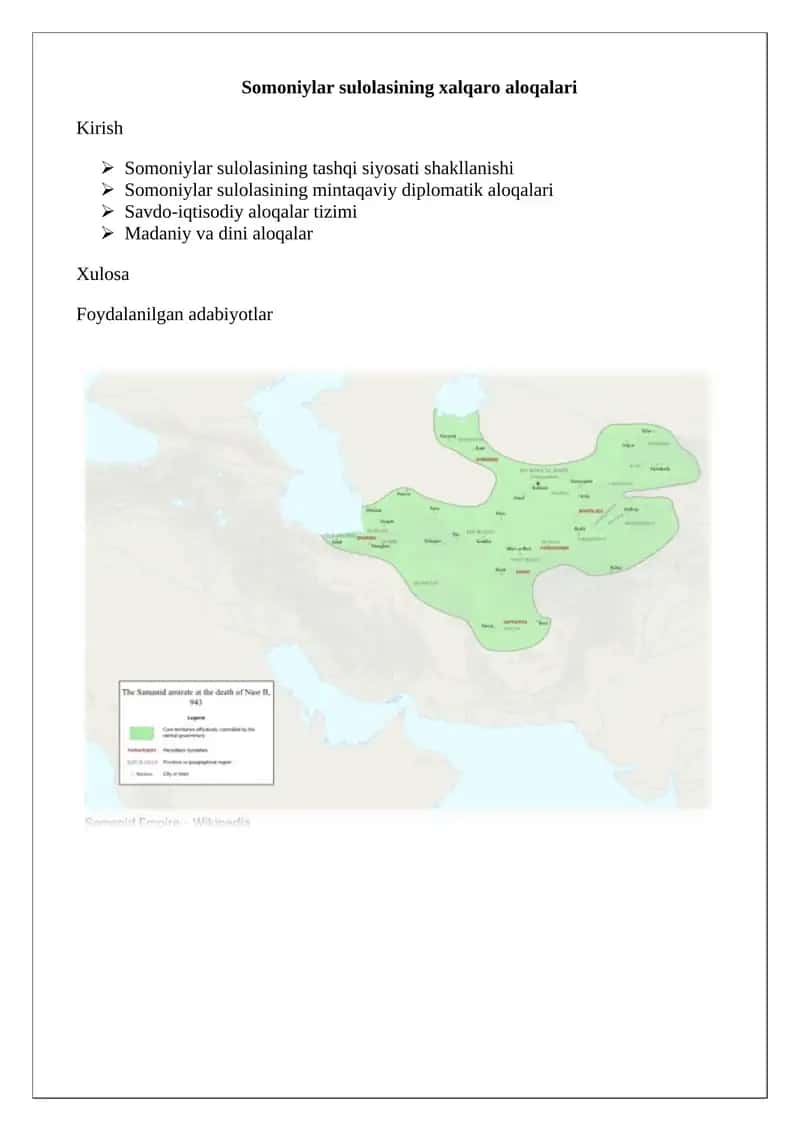 Somoniylar sulolasining xalqaro aloqalari 1