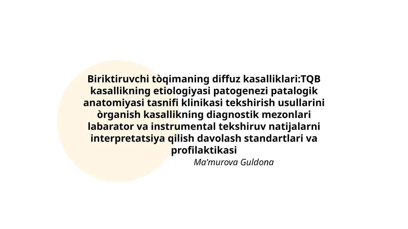 Biriktiruvchi tòqimaning diffuz kasalliklari:TQB 1