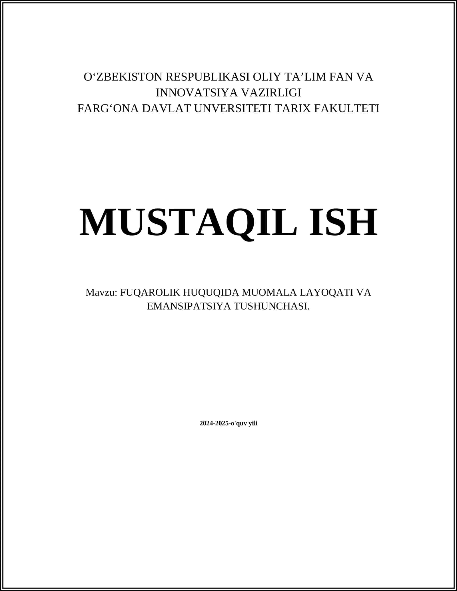 FUQAROLIK HUQUQIDA MUOMALA LAYOQATI VA EMANSIPATSIYA TUSHUNCHASI 1