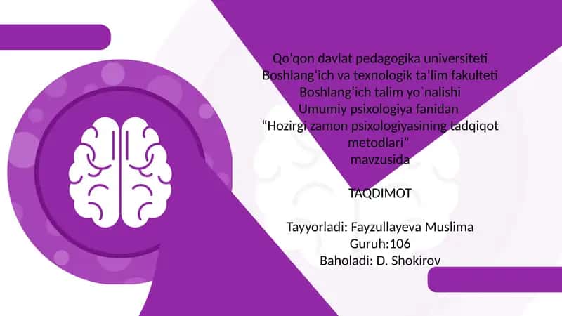 Hozirgi zamon psixologiyasining tadqiqot metodlari 1